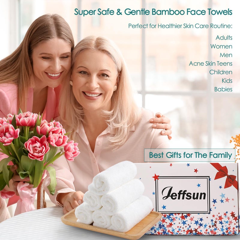 JEFFSUN Face Towels 6 Pack  13x13 inch Extra Large White Wash Cloths on Sensitive Skin  Super Soft and Skin Friendly Bath Washcloths for Face and Body  Easy to Clean Quick Dry Facial Cleansing Cloths - Image 4